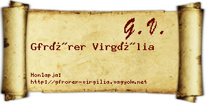 Gfrörer Virgília névjegykártya